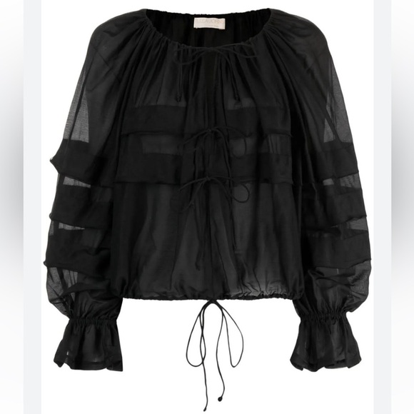 NEW ULLA JOHNSON cora puff blouse in noir 2 - Picture 6 of 10